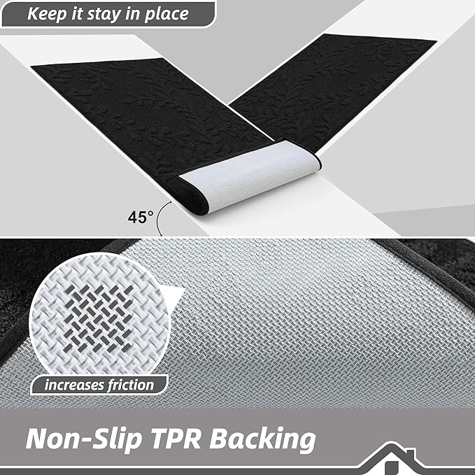 BEQHAUSE Door Mats 32”x48”, Dirt Trapper Doormats Indoor, Non-Slip Washable Entryway Rugs, Super Absorbent Welcome Mat for Front Door, Muddy Shoes & Paws, Black