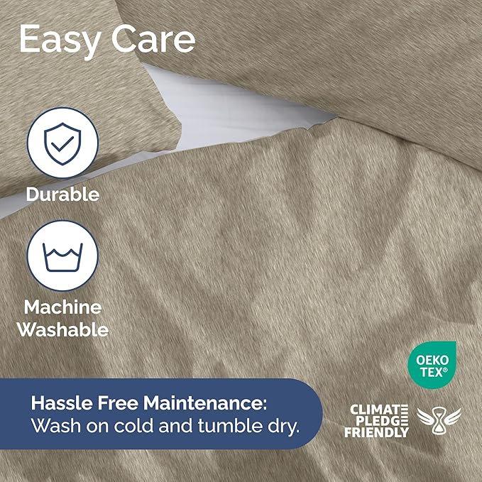CGK Unlimited Duvet Cover King Size Set - Extra Soft King Size Duvet Cover 104 x 90 with 2 Pillow Shams - Hotel Quality w/Zipper Closures & Ties - Bedding and Bed Linens Set (Heathered Beige)