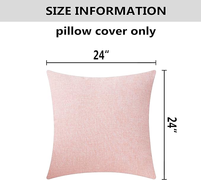 Home Brilliant Valentines 24x24 Pillow Covers Decorative Lined Linen Euro Sham Blush Pink Cushion Case for Floor, 60 x 60 cm, Baby Pink