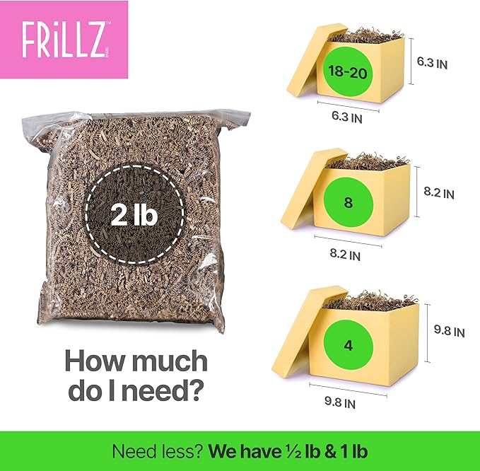 FRILLZ by DECOfill™ Crinkle Cut Paper Shred Filler for Baskets, Gifts, Packing and Protecting your Birthday, Weddings, Anniversary, Valentines Day, and other gifts (2 pound, Black)