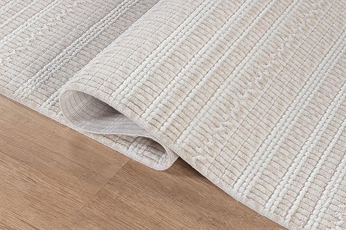 Modern Indoor Rug Stripe 5x7 Area Rugs for Living Room Luxury Kitchen Bedroom Durable Soft Geometric Durable Low and High Pile Stain Resistant Non Shedding Area Carpet 5x7