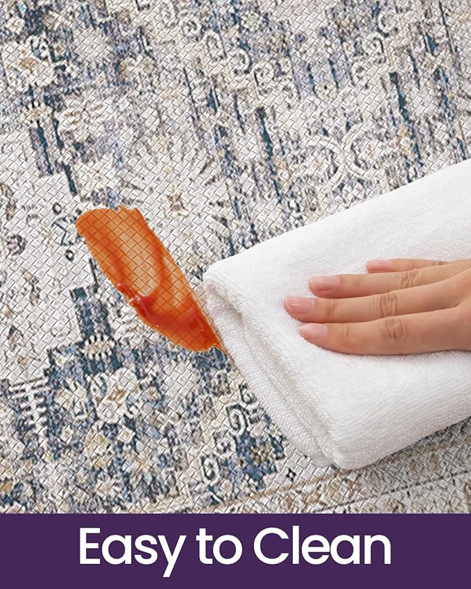 DEXI Kitchen Floor Mats Anti Fatigue, 23x86 Large Long Cushioned Vintage Runner Rug Waterproof, Standing Comfort Memory Foam Padded for Front Sink Laundry Office, White