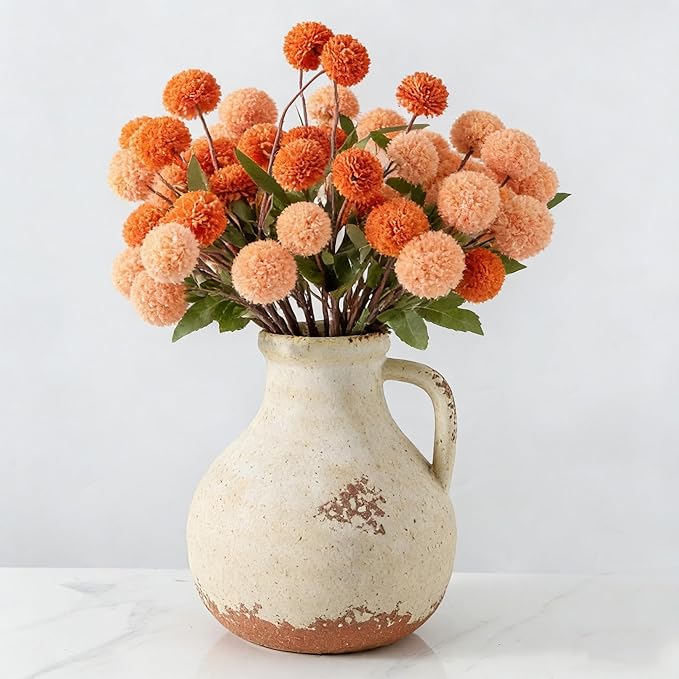 Ceramic Flower Vase Home Decor - Farmhouse Vases Rustic Vintage Living Room Kitchen Bedroom Decorations for House Book Shelf Office Coffee Desk Dining Fireplace