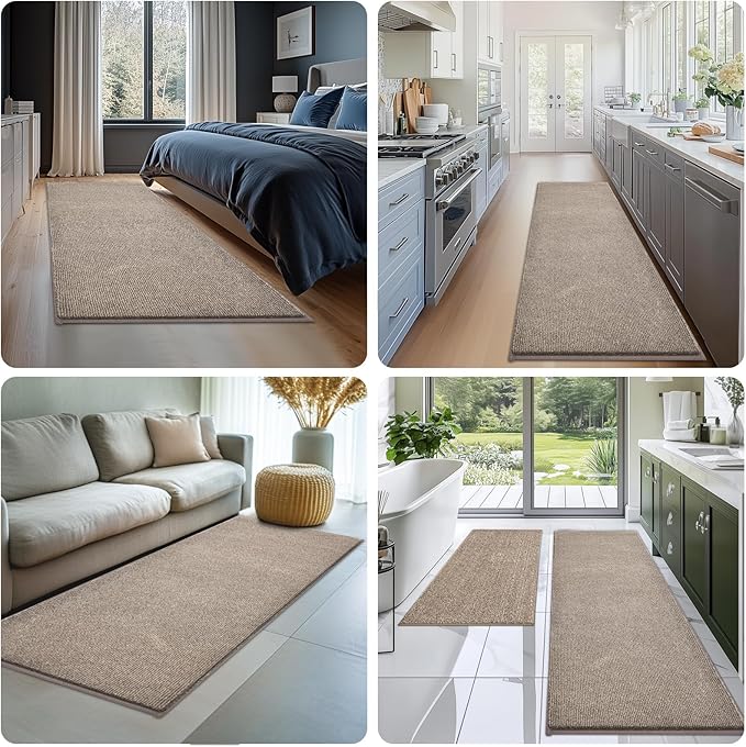 Washable Kitchen Rug 24" x 35.5" / 60cm x 90cm, Non Slip Kitchen Mat for Floor, Absorbent Indoor Entryway Rug for Laundry, Bathroom, Bedroom