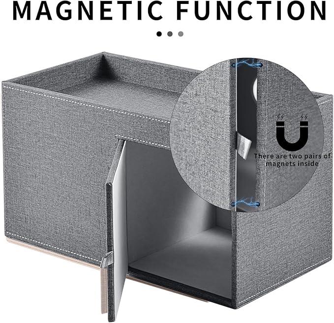 Square Tissue Box Cover with Drawers,Tissue Box Holder with Storage Tray, Makeup Organizer and Desk Organizer,Tissue Holders Decorative for Bathroom Vanity NightStand Dressing Table (Grey)