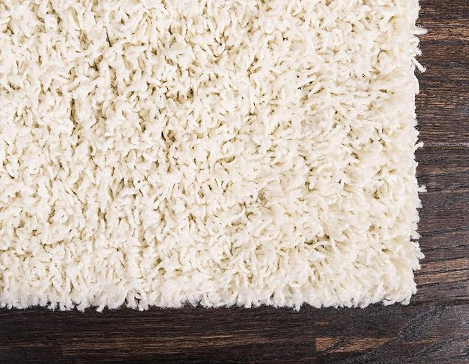 Unique Loom Solid Shag Collection Area Rug (2' 7" x 10' Runner, Pure Ivory)