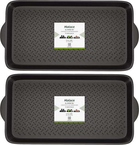 Matace 2 Pack Rubber Small Boot Tray for Entryway,Boot Mat,Shoe Tray,Shoe Mat for Indoor and Outdoor Use, 27.95"x 15.74" (Pack of 2)