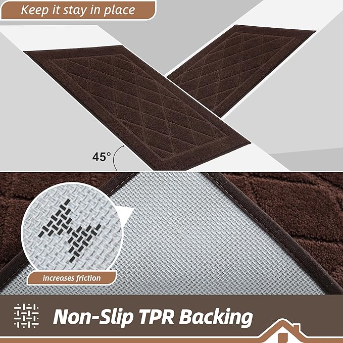 BEQHAUSE Dirt Trapper Door Mat 36" x 60", Doormat Non-Slip Entryway Rugs Washable, Dog Door Mat Stain Resistant and Absorbent Welcome Floor Mat for Front Back Door, Mud Wet Shoes & Paws, Brown
