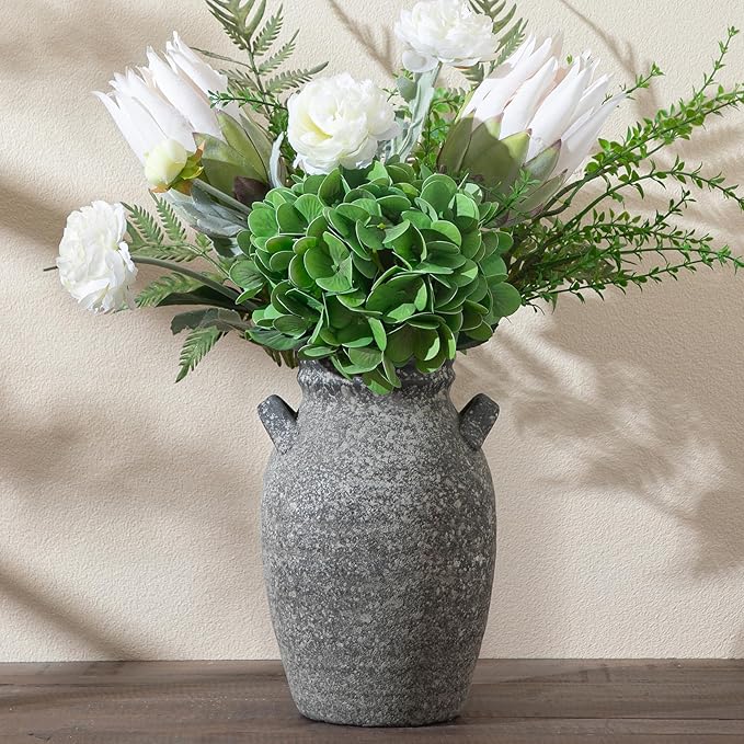 Ceramic Flower Vase Home Decor, 9.76 Inch Rustic Farmhouse Vase,Large Decorative Vase for Living Room Bedroom Kitchen Table Office Centerpiece Decorations, Holiday & Wedding
