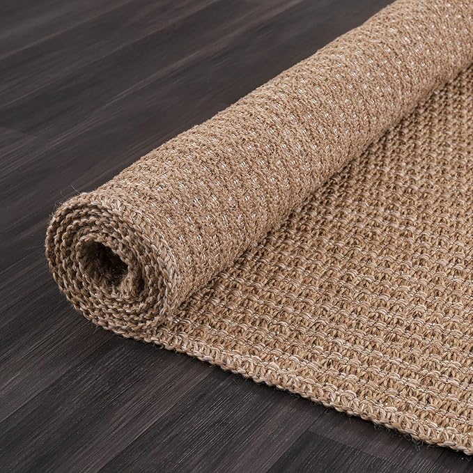 Easy Jute Door Mat 2x3 Indoor Outdoor Natural Rugs Solid Fiber Rug Woven Area Rug Boho Easy Clean Inside Carpet for Living Room Bedroom Dining Room Hallway or Outdoor Patio Porch (2 X 3 Natural)