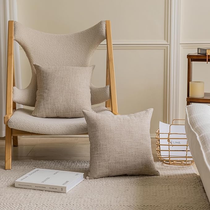 Home Brilliant Linen Euro Sham Pillow Cover 24x24 Euro Pillow for Bed Couch Sofa Beige Farmhouse Pillow Cover Patio Furniture, 1 pc, 24 x 24, Burlap