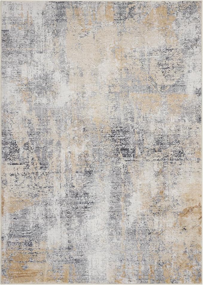 Domitapis Area Rug 5×7, Vintage Boho Rug,Ultra-Soft Low Pile, Washable, Non Slip,Stain Resistant Printed Carpet for Living Room Bedrooms Playroom Office Kitchen, Gold/Grey