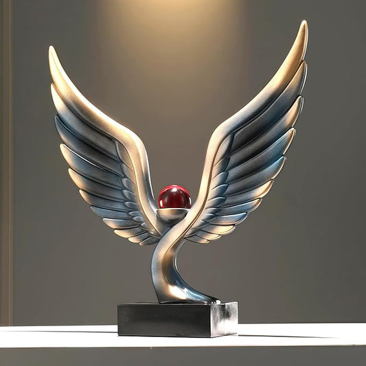 Abstract Eagle with Crystal Ball Statue Resin Art Sculpture Frgurines Gift for Home Decor Office Living Room Desktop Display Decorative Decoration (Blue)
