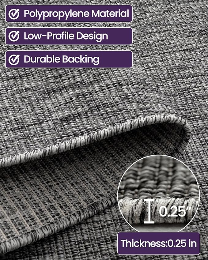 DEXI Dirt Trapper Door Mat, 20x31 Washable Doormat, Dirt Resistant and Absorbent, Easy Clean Low-Profile Floor Rugs for Entryway, Front Door, and Inside Entrance, Dark Grey