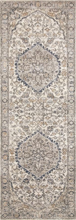 Loloi Teagan Collection TEA-01 Natural/Lt. Grey 3'-4" x 5'-7" Accent Rug, Large, Soft Neutral Rug, High-Traffic for Living Room, Bedroom, Home Office, Dining Area