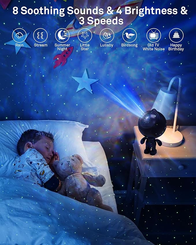 AIRIVO Star Projector, Galaxy Projector Night Light Bluetooth Speaker with Timer,Remote,White Noise, Posture Adjust,Room Bedroom Decor,Birthday Christmas Gifts for Kids Adults