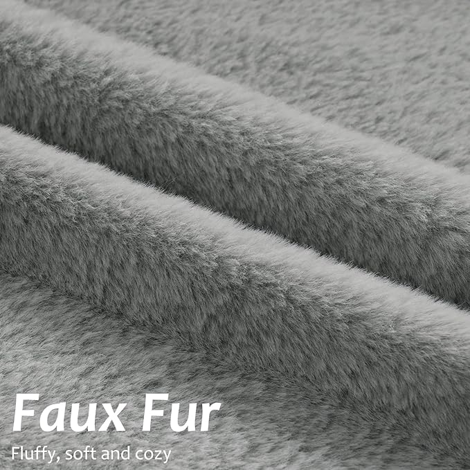 Pallene Faux Fur Plush Throw Pillow Covers 18x18 Set of 2, Soft Fluffy Couch Pillow Covers for Living Room, Grey