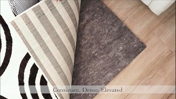 Mohawk Home 5' x 7' Premium Luxury Non Slip Rug Pad 1/4 Thick Dual Surface Felt + Rubber Gripper - Safe for All Floors, Synthetic Fiber, Grey