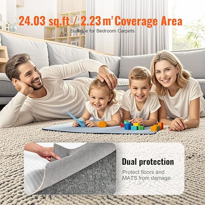 VEVOR Rug Pad Without Slip Resistance, 1/4" Thick 4'x6'(7.875' Actual) Dual Surface Protective Cushioning Carpet Pad, Polyester Felt + Latex, 1-2㎡ Area Carpet Padding Rug Cushion for All Floors, Gray