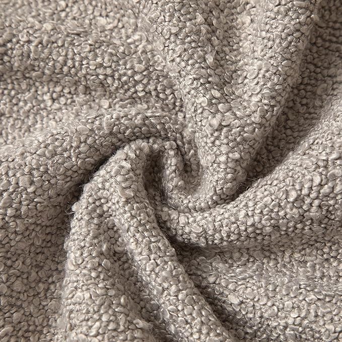 JUSPURBET 22x22 Throw Pillow Covers Set of 2 Decorative Pillow Covers for Couch Sofa Bed Cozy Boucle Textured Cushion Covers Cases with Invisible Zipper for Living Room Home Decor,Gray