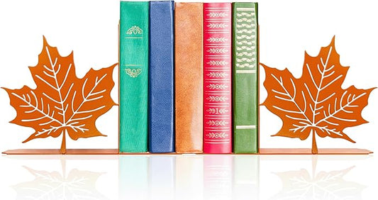 Maple Leaf Decor Bookends Leaves Decor for Fall Cute and Unique Novelty Book Ends for Kids Flower and Plant Room Decor(Orange Yellowk)