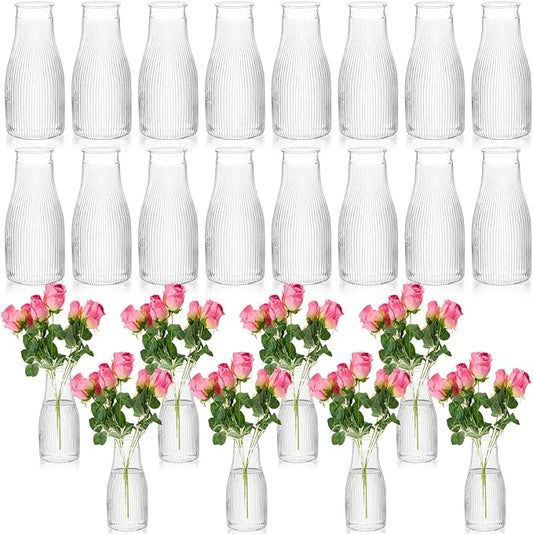 Mumufy 24 Pcs Plastic Bud Vases in Bulk Small Clear Flowers Vases for Centerpieces Wedding Decorations Home Banquet Formal Dinners Party Table Decor (3.54 x 7.87 Inch)