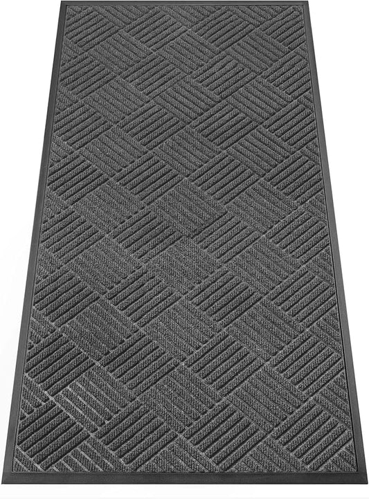 Indoor Outdoor Door Mat, 4’x 2' Doormat for Entryway, Rubber Backing Non Slip Front Door Mat Outside Entrance, Super Absorbent Commercial Floor Mat for Home Office, Gray