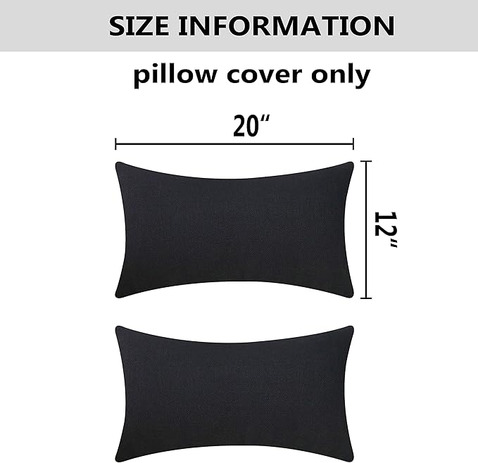 Home Brilliant Rectangle Throw Pillow Fall Decorative Throw Pillow Covers for Couch Oblong Pillows, 12x20 inch, 30x50 cm, Black