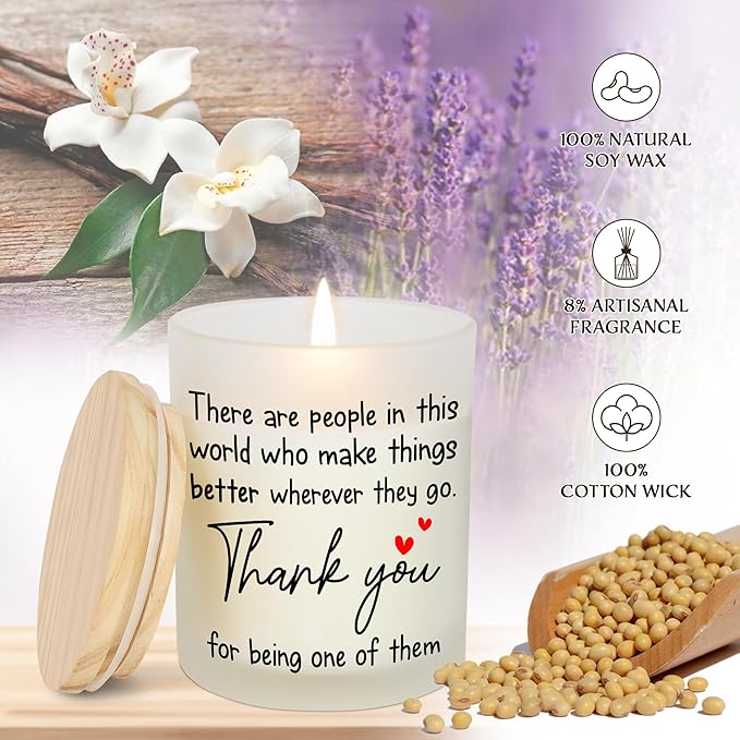 OASSIE Galentines Thank You Gifts for Women - Vanilla Lavender Candle 10 Oz - Inspirational Birthday Valentines Day Gifts for Friend Women Coworkers Teachers Nurses Boss Employees, Appreciation Gift