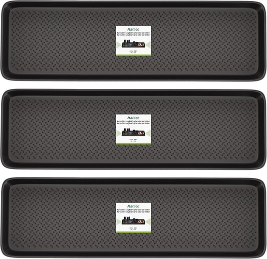 Matace 3 Pack Rubber Extra Large Shoe Tray for Entryway,Long Boot Tray,Slim Boot Mat for Indoor and Outdoor Use,16x55 in, Rectangular (Pack of 3)
