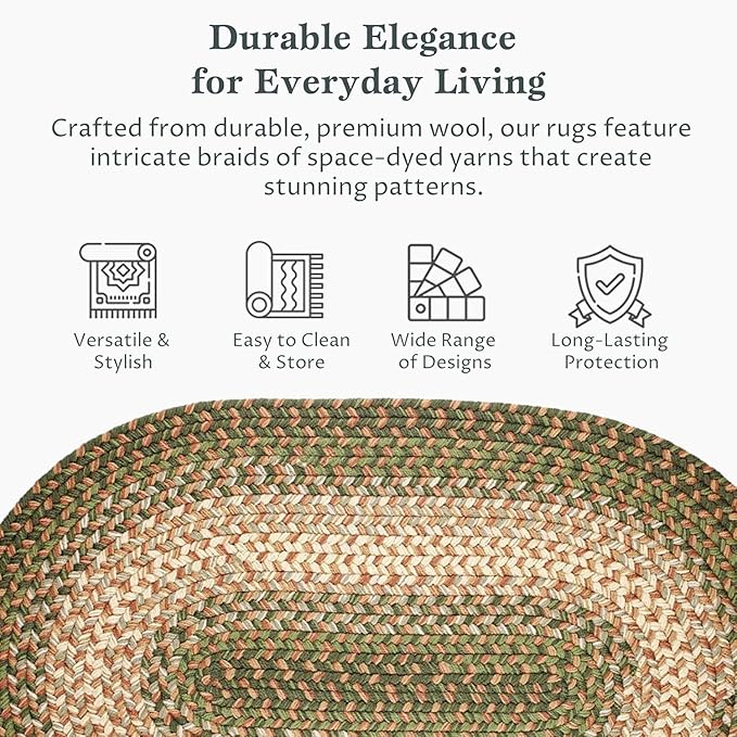 RRI Home Decor EastEnd EL63 Herb Garden 2' x 3' Oval - Braided Area Rug, Home Decor, Floor Mat or Bedroom Rug - Easy Care, Ideal for High Traffic Areas in Hallway and Living Room - Made in USA