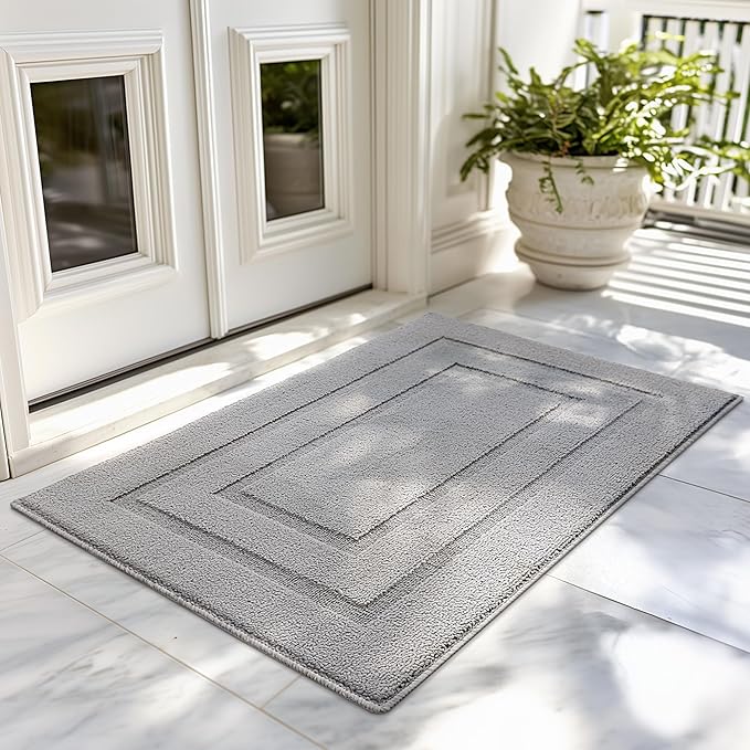 GRANNY SAYS Front Door Mat Indoor Entrance, Indoor Door Rugs for Entryway, Low-Profile, Non-Slip Rugs, Washable Floor Mat, 36x24, Grey