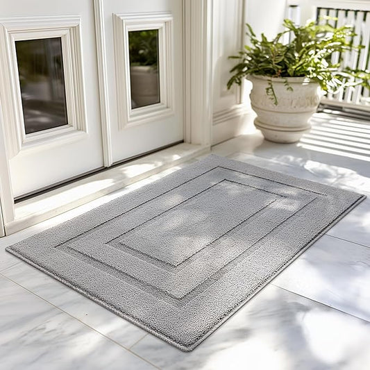 GRANNY SAYS Front Door Mat Indoor Entrance, Indoor Door Rugs for Entryway, Low-Profile, Non-Slip Rugs, Washable Floor Mat, 36x24, Grey