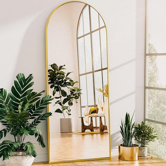 Antok Full Length Mirror, 58"x21" Arched Floor Mirror, Mirror Full Length with Stand, Wall Mounted Mirrors for Living Room Bedroom,Gold
