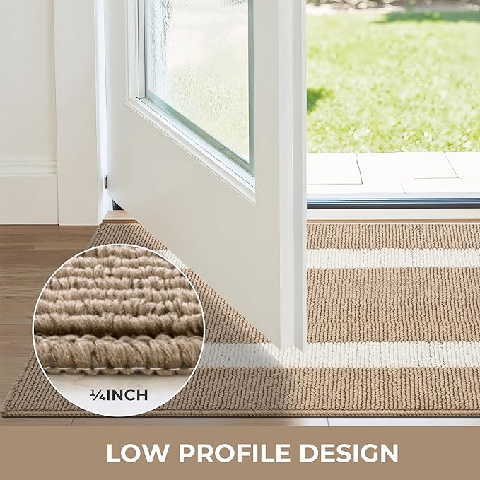 GRANNY SAYS Front Door Mat Outside Entrance, Door Mats for Entryway, Welcome Matt Non-Slip, Entryway Front Porch Mat Low Profile Resist Dirt Easy to Clean, 36"x24", Khaki