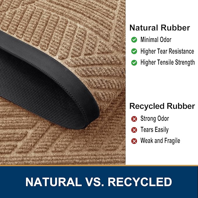 Smiry Front Door Mat Outside Entrance, Heavy Duty Sturdy Natural Rubber Doormat, Trap Dirt and Moisture, Easy Clean Low Profile Welcome Floor Mats for Indoor Outdoor Entry, 71x23 Inch, Coffee