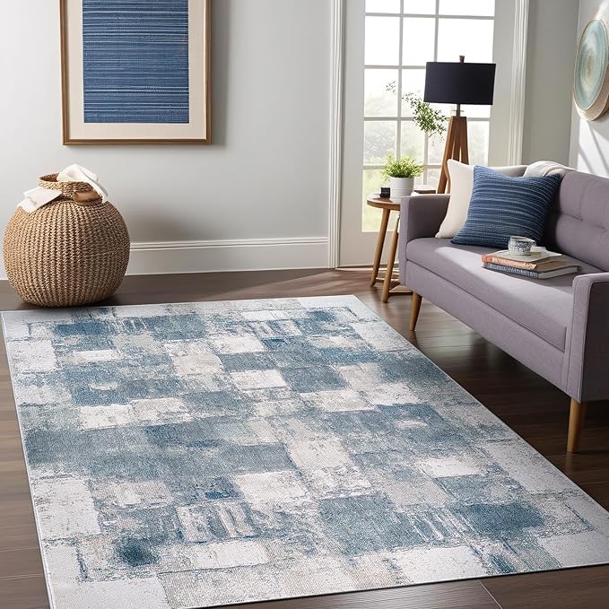 Beverly Rug Living Room Rug 8x10 Modern Luxury Ultra Soft Vintage Indoor Area Rugs for Kitchen Dining Room Stain Resistant Non Shedding Indoor Carpet Alfombras para Salas Modernas (8 x 10 Navy Blue)