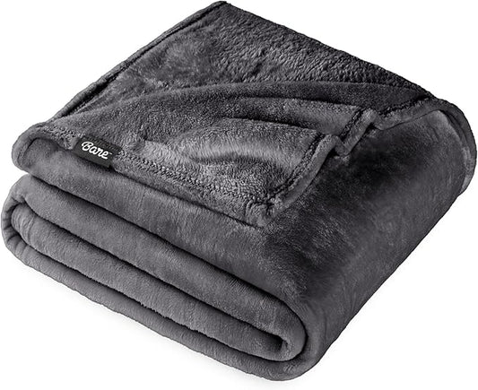 Bare Home Fleece Blanket - Full/Queen - Ultra-Soft Lightweight for Bed, Sofa, and Couch - Luxury Microplush - Cozy Warm Blanket (Full/Queen, Forged Iron Grey)