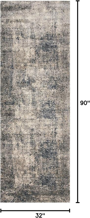 Loloi Teagan Collection TEA-05 Denim/Slate 2'-8" x 7'-6" Runner Rug, Large, Soft Neutral Rug, High-Traffic for Living Room, Bedroom, Home Office, Dining Area
