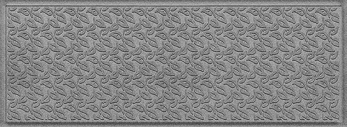 WaterHog Water Trapping Door Mat - Slip-Resistant Indoor/Outdoor Entrance Rug for Front Door, Entryways, Patios, Porch, Mudrooms, Hallway, Made in USA, Dogwood Leaf Collection, Medium Grey, 2' x 5'