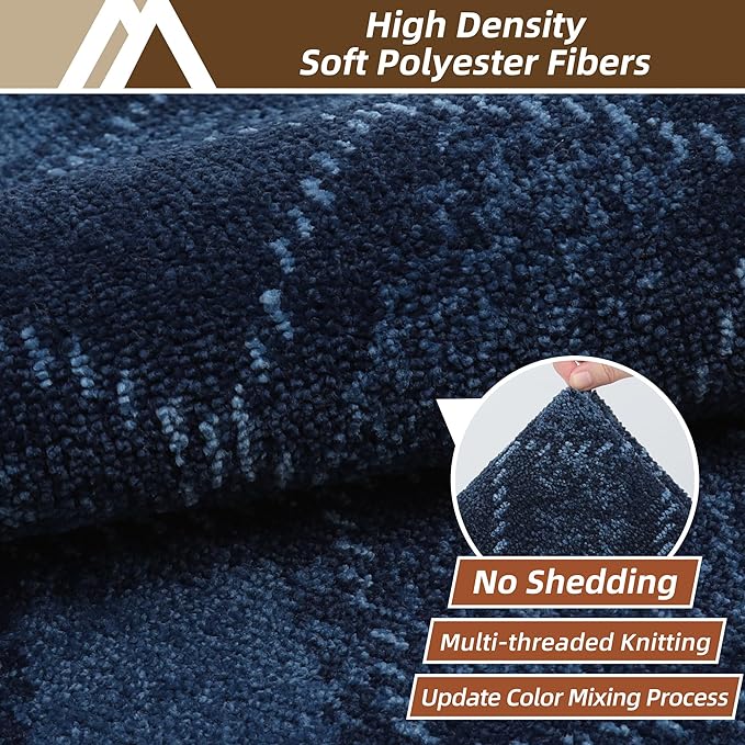 COSY HOMEER Kitchen Rugs and Mats Sets 2PCS Non-Slip Soft Kitchen Mats for Floor Absorbent and Stain Resistant Kitchen Floor Mat Washable Plaid Rugs for Kitchen,24"x36"+24"x60",Navy Blue