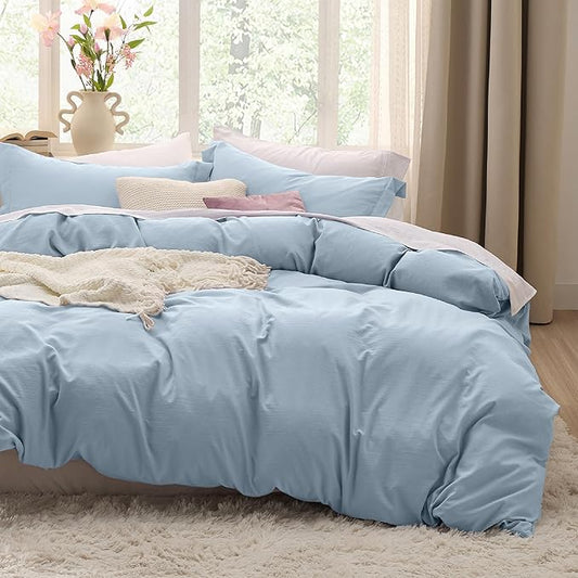 Bedsure Celestial Blue Duvet Cover Full Size - 3 Pieces Prewashed Extra Soft Bedding Set, Includes 1 Duvet Cover 80x90 Inches with Zipper Closure & 2 Pillow Shams, Comforter Not Included