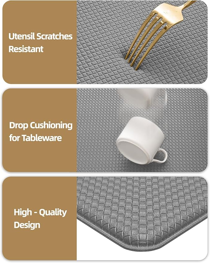 Color&Geometry Anti Fatigue Cushion Kitchen Mat for Floor -24"x59",Wide,Easy Clean, Water & Oil Proof, Anti Slip, Foam Rubber Runner Rug for Front Sink Comfort Standing,Grey