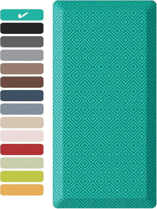 Ophanie Kitchen mats for Floor, 3/4 inch Thick, Kitchen Rugs, 20''x48'' Anti Fatigue Standing Cushioned Mat, Waterproof,Comfort Ergonomic mat for Office, Home, Sink, Teal Non-Slip Bottom
