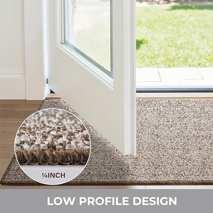GRANNY SAYS Front Door Mat Outside Entrance, Door Mats for Entryway, Welcome Matt Non-Slip, Entryway Front Porch Mat Low Profile Resist Dirt Easy to Clean, 36"x24", Khaki Beige