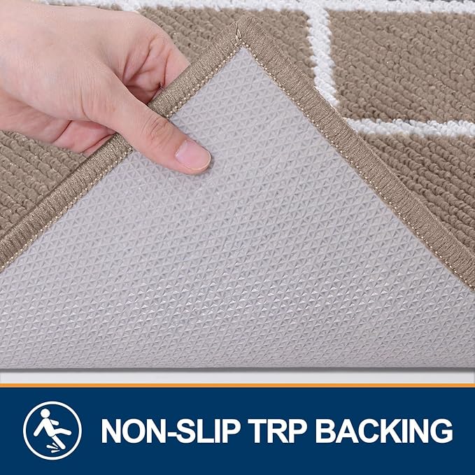 Finchitty Indoor Door Mat, Dirt Resistant and Absorbent, Low-Profile, Non-Slip, Washable Inside Floor Mats for Front Door, Back, and Entrance, 36" x 24", Brown