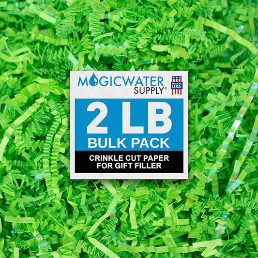 MagicWater Crinkle Cut Paper for Gift Baskets - 2LB - Diamond Lime - Perfect for Shredded Paper Filler, Basket Filler, Gift Boxes, Bridesmaid Gifts, Christmas Stuffers & More – Ideal for All Occasions
