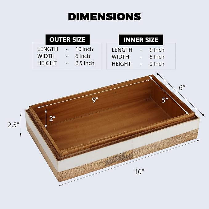 Handicrafts Home Decorative Storage Box 10x6 – Remote Organizer Box with Lid, Modern Decorative Keepsake Box, Boho Shelf Décor, Memory Box for Photos or Letters, Decorative Box for Table Décor