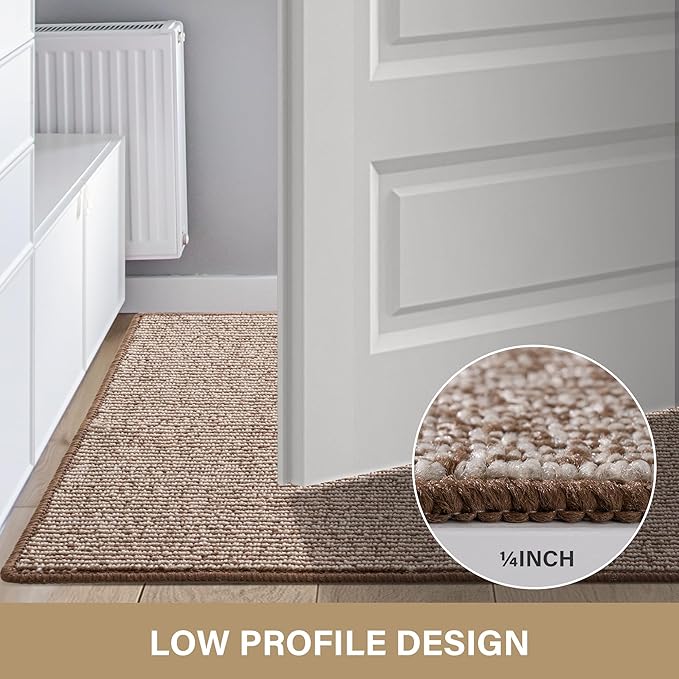 GRANNY SAYS Indoor Entrance Door Mat, 48" x 32" Brown and Beige, Rectangular, Low Profile, Non-Slip, Machine Washable, Water Resistant, Absorbent, Durable, Front Door, Entryway