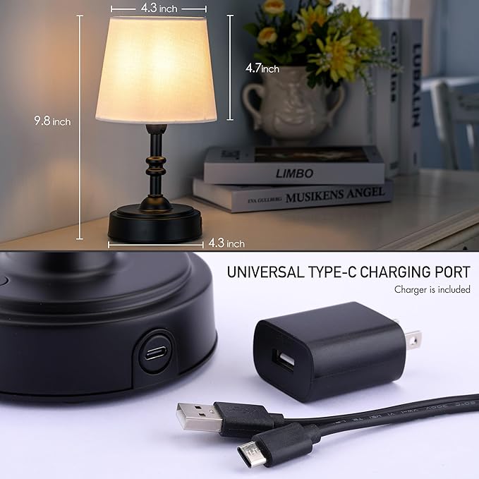 O’Bright Seraph mini – Cordless LED Table Lamp with Dimmer (Oil Rubbed Bronze)
